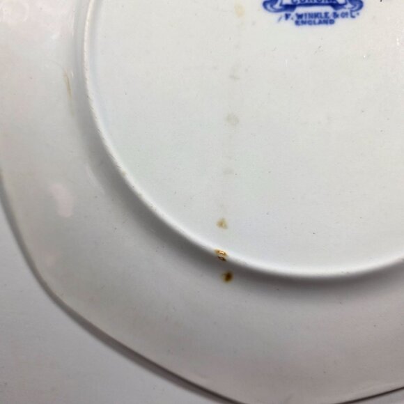 Vtg F. Winkle & Co. Whieldon Ware corona Blue Floral Octagonal Plate - Picture 6 of 7